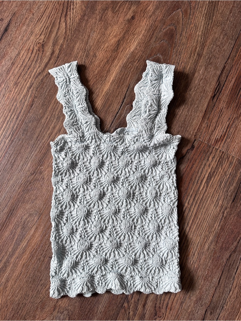Free People Dupe Light Blue Textured Smocked Tank